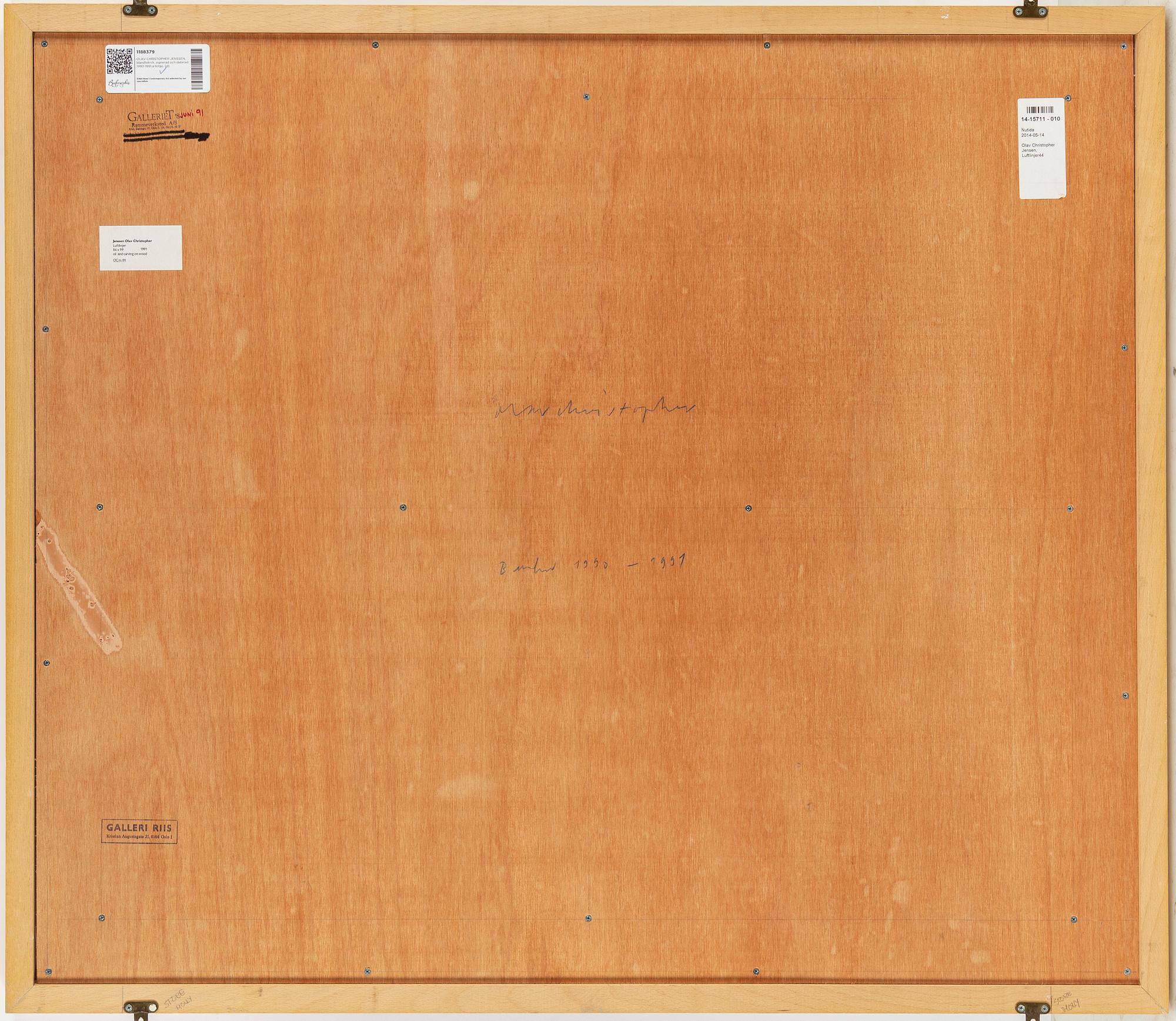 OLAV CHRISTOPHER JENSSEN, , mixed media, signed and dated 1990-1991 on verso,