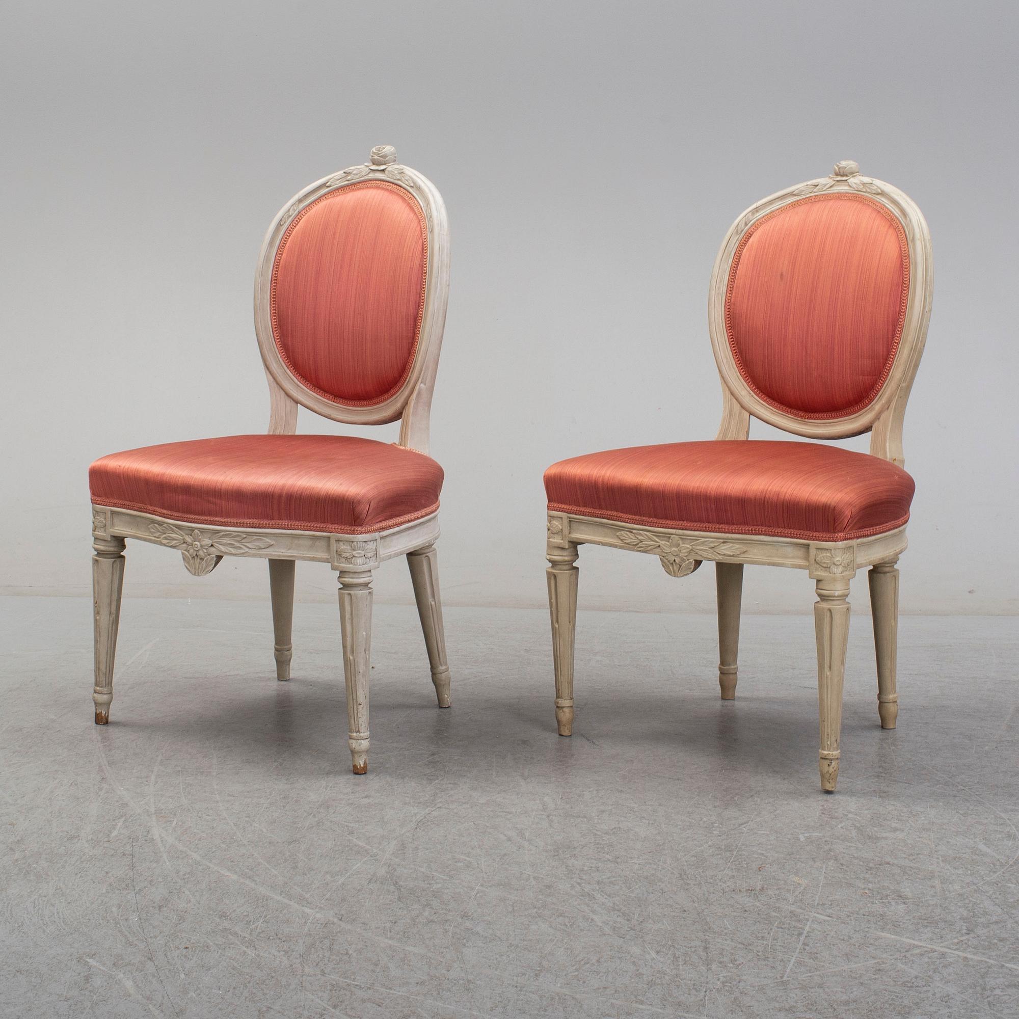 A pair of late 18th century Gustavian chairs by Johan Erik Höglander.