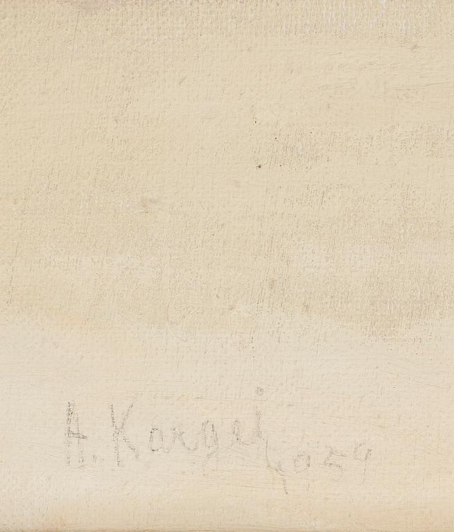 AXEL KARGEL.  Duk uppfäst på pannå. Sign A. Kargel o dat 1959.