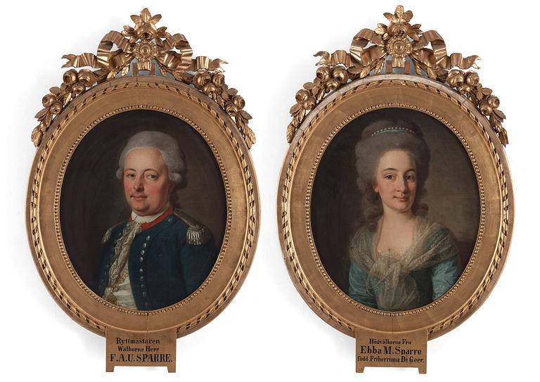 Per Krafft d.ä., Fredrik Adolf Ulrik Sparre av Rossvik (1746-1812) & Ebba Margareta Sparre, född de Geer av Leufsta (1756-1814).