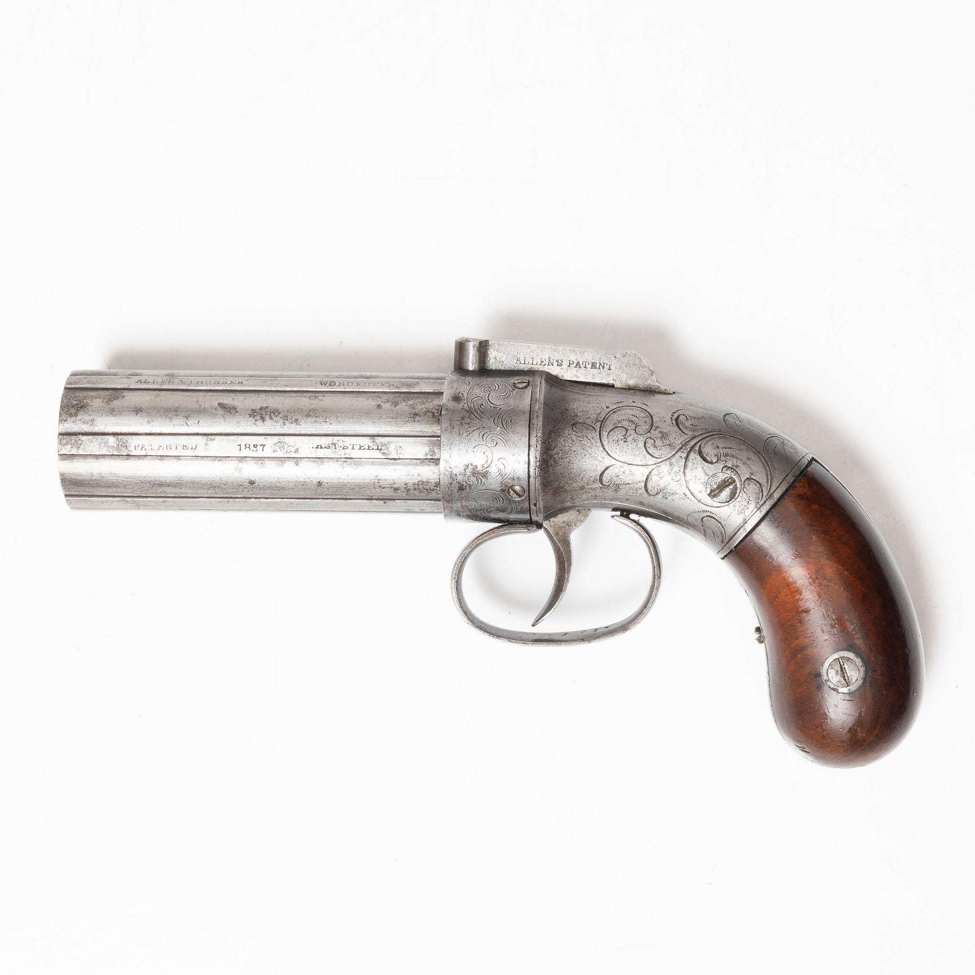 A percussion revolver, Allen & Thurber, mid-19th century.
