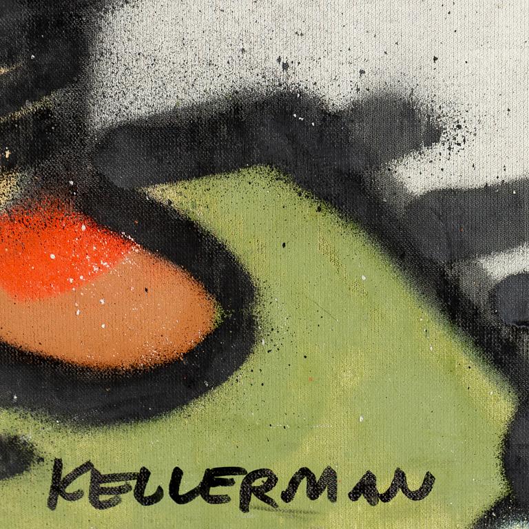 MARTIN "ROCKY" KELLERMAN, spray on canvas, signed.