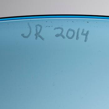 JANNE RAHUNEN, A GLASS SCULPTURE. "Blu Sabbia", signed JR 2014.