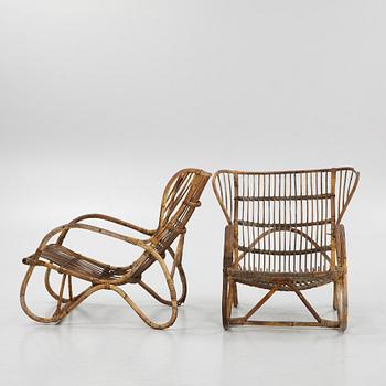 A Rattan Garden Set, 5 pieces, circa 1940s.