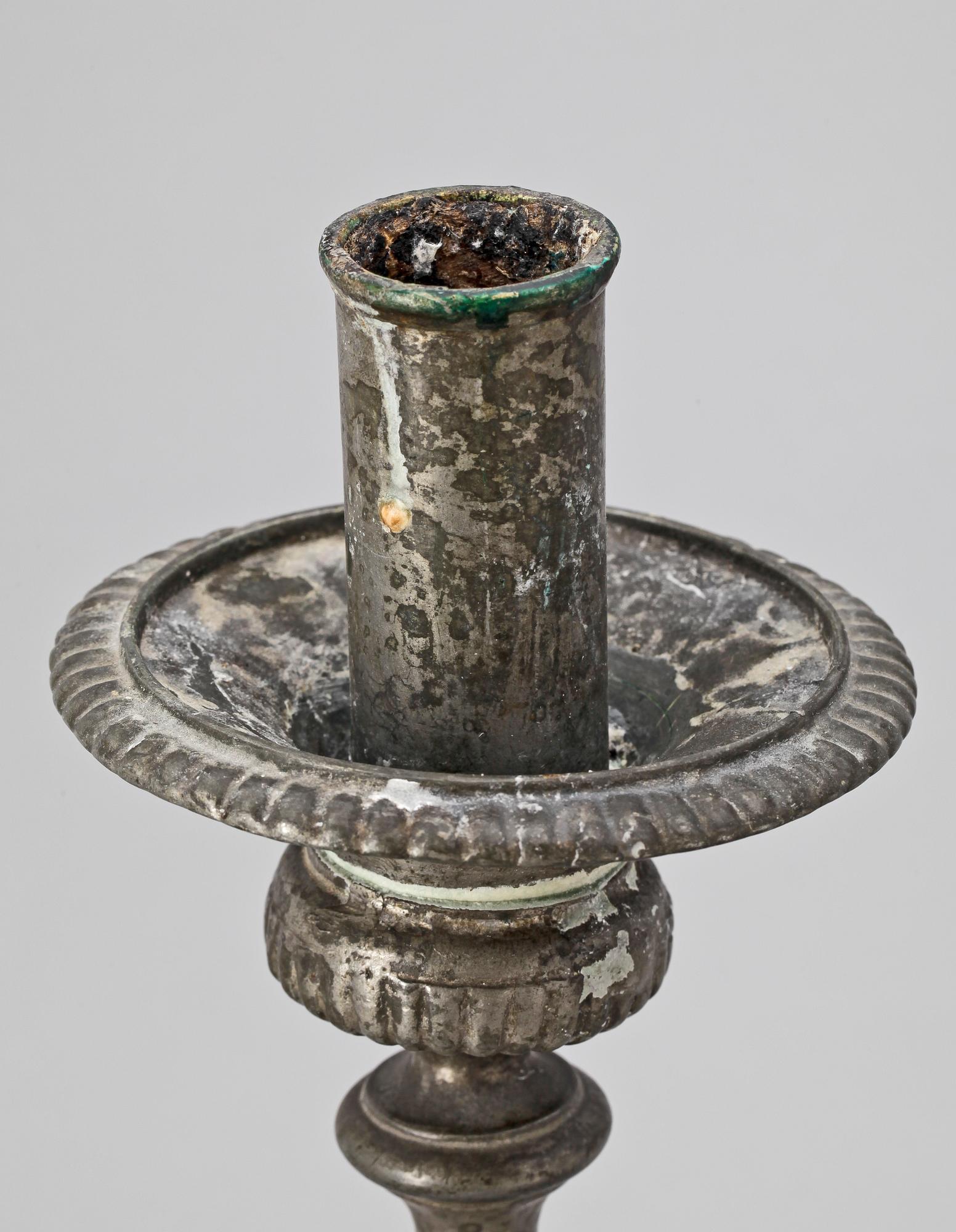 LJUSSTAKAR, tenn, ett par, Barockstil, 1800/1900-tal.