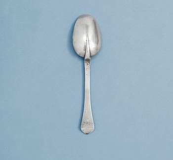 A SWEDISH SILVER SPOON, un identified makers mark, Stockholm 1707.