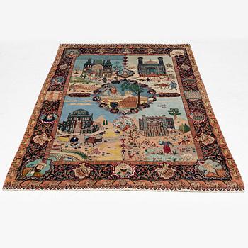 Rug, an oriental figural rug, c. 245 x 160 cm.