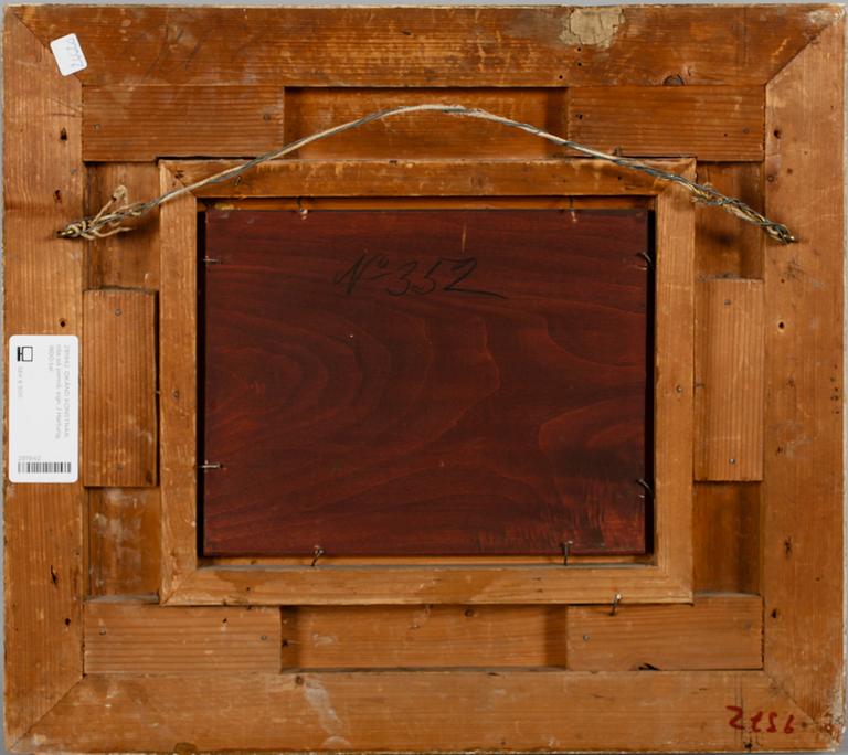 OKÄND KONSTNÄR, olja på pannå, sign J Hartung, 1800-tal.