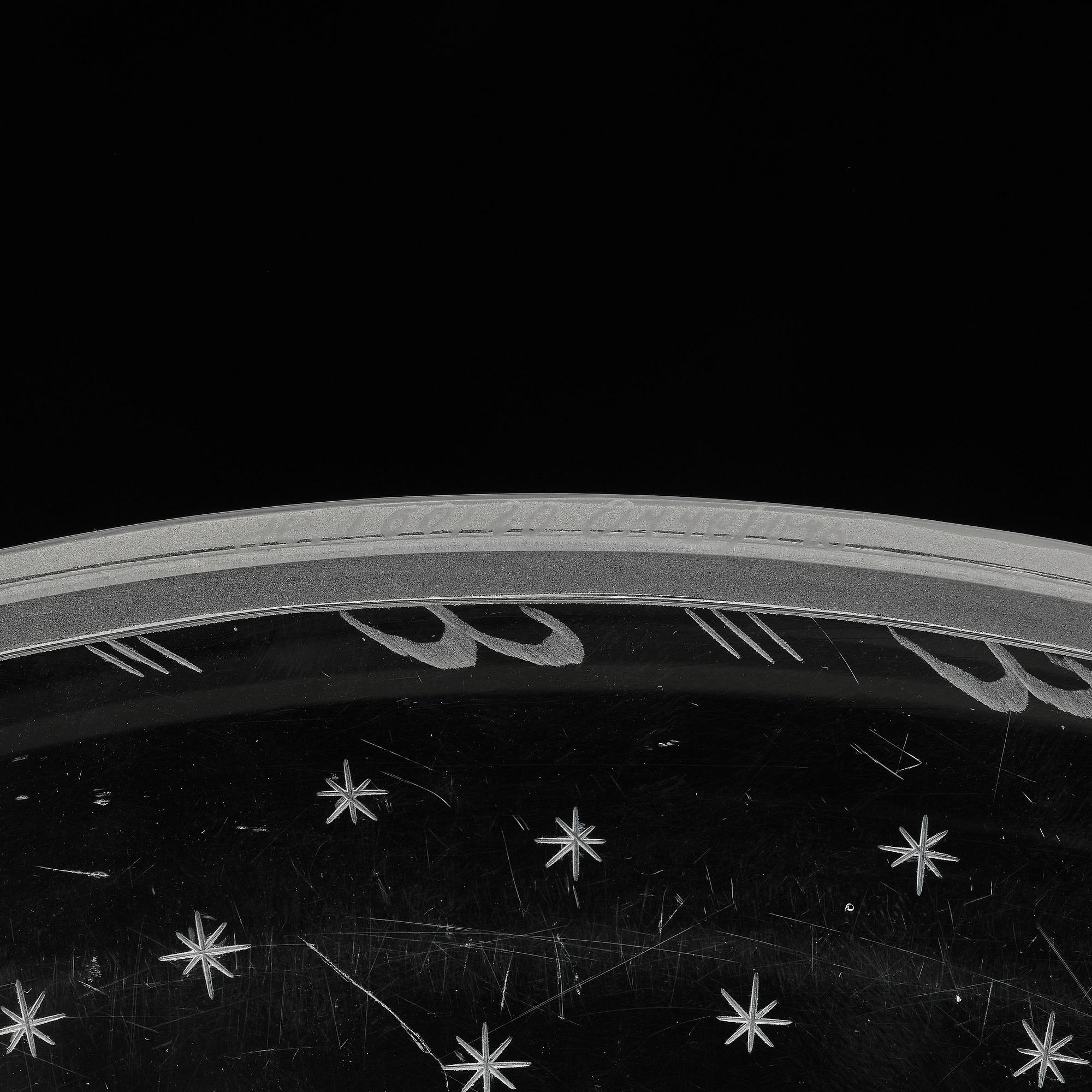 Edward Hald, "Rivalerna", an engraved glass tray, Orrefors, Sweden, ca. 1920.
