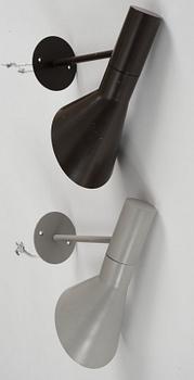 Two Arne Jacobsen'AJ' wall lights, Louis Poulsen, Denmark, ca 1960.