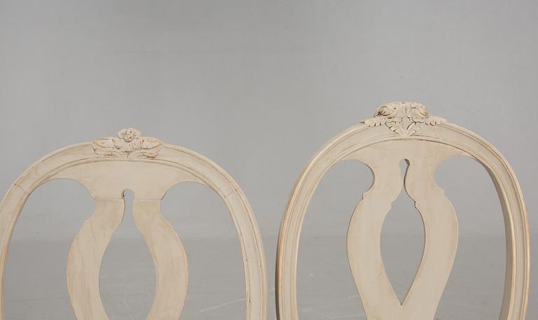 MATSALSMÖBLEMANG, 6+2 delar, gustaviansk stil, 1900-talets andra hälft.