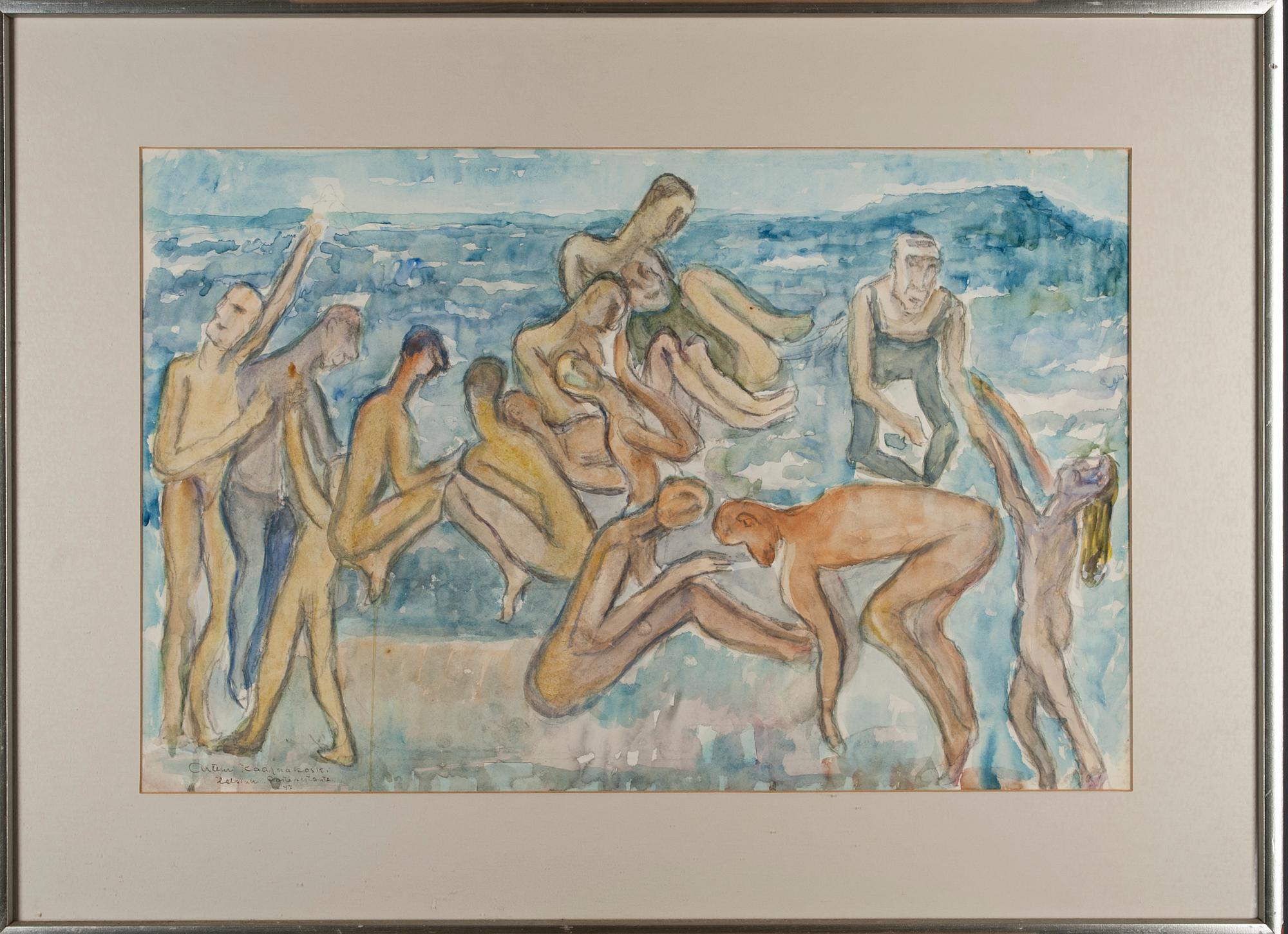 ARTTURI KAARNAKOSKI, akvarell, signerad och daterad Helsinki, Poste restante -47.