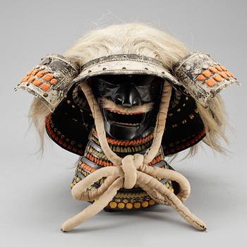 HJÄLM, Kabuto och Mempo, Japan, Meji/Showa-perioden, omkring 1900.