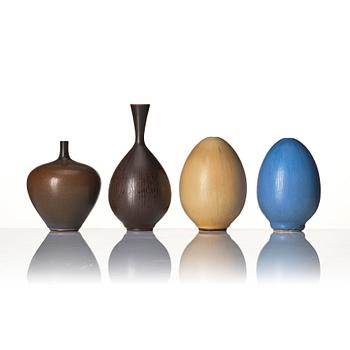 Berndt Friberg, a set of four stoneware vases, Gustavsberg studio, Sweden 1958-63.