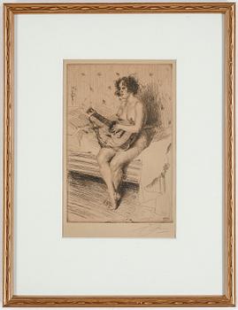 Anders Zorn · ANDERS ZORN, etsning, signerad, utförd 1900.