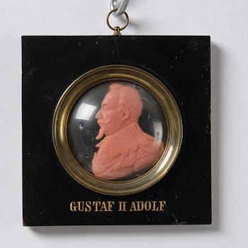 A set of twenty wax portraits of Swedish monarchs, late 19th century.