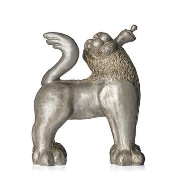 352. Anna Petrus, a pewter jug in the shape of a standing lion, Herman Bergman konstgjuteri, Stockholm, 1920s.