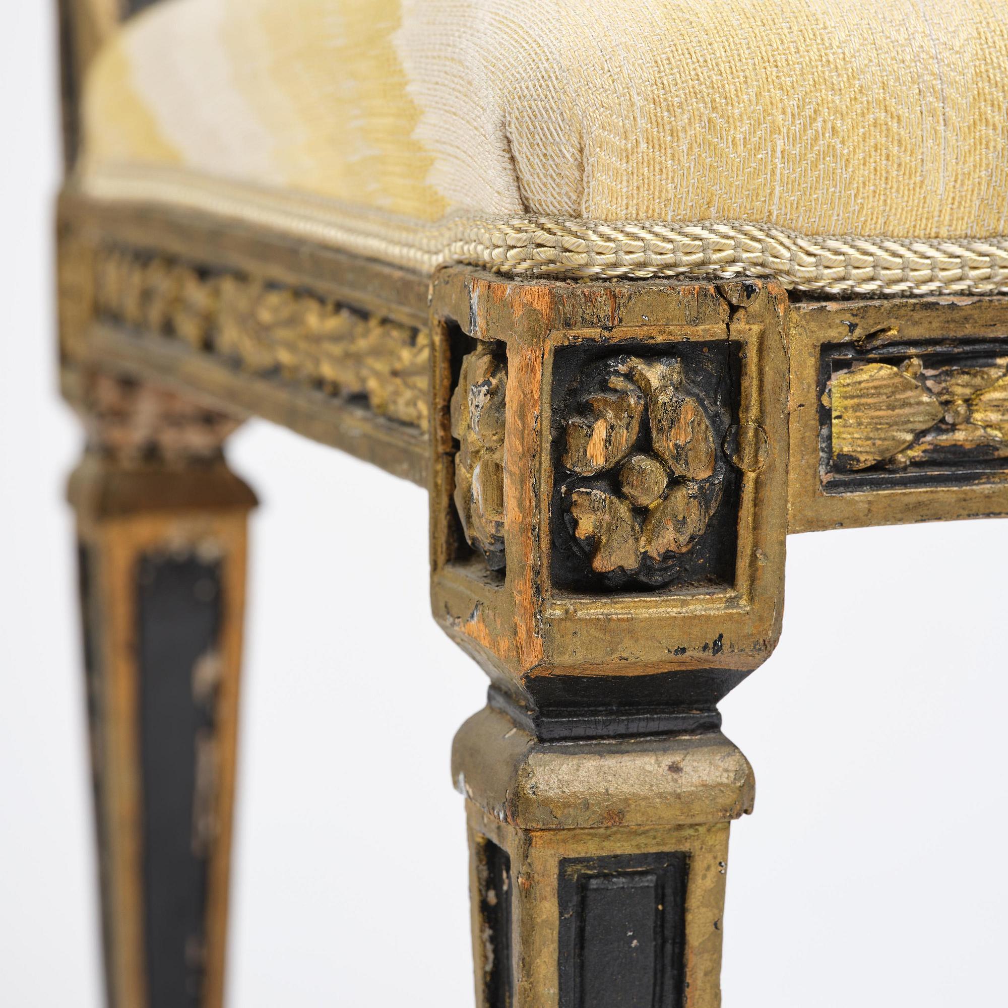A French Louis XVI chair, late 18th century.