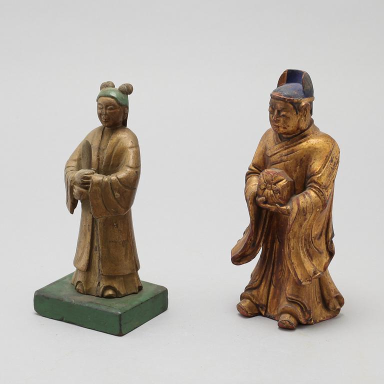 Two Chinese sculptures of deities, 20th Century.