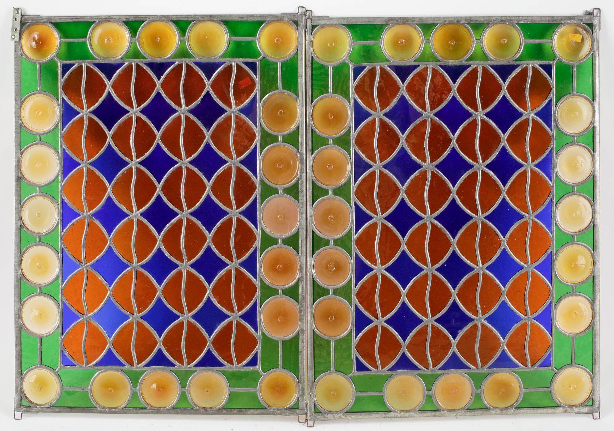 BLYGLASFÖNSTER, ett par, 1900-talets mitt.