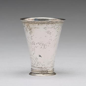 A Swedish 18th century parcel-gilt silver beaker, mark of Petter Julin, Koping 1754.