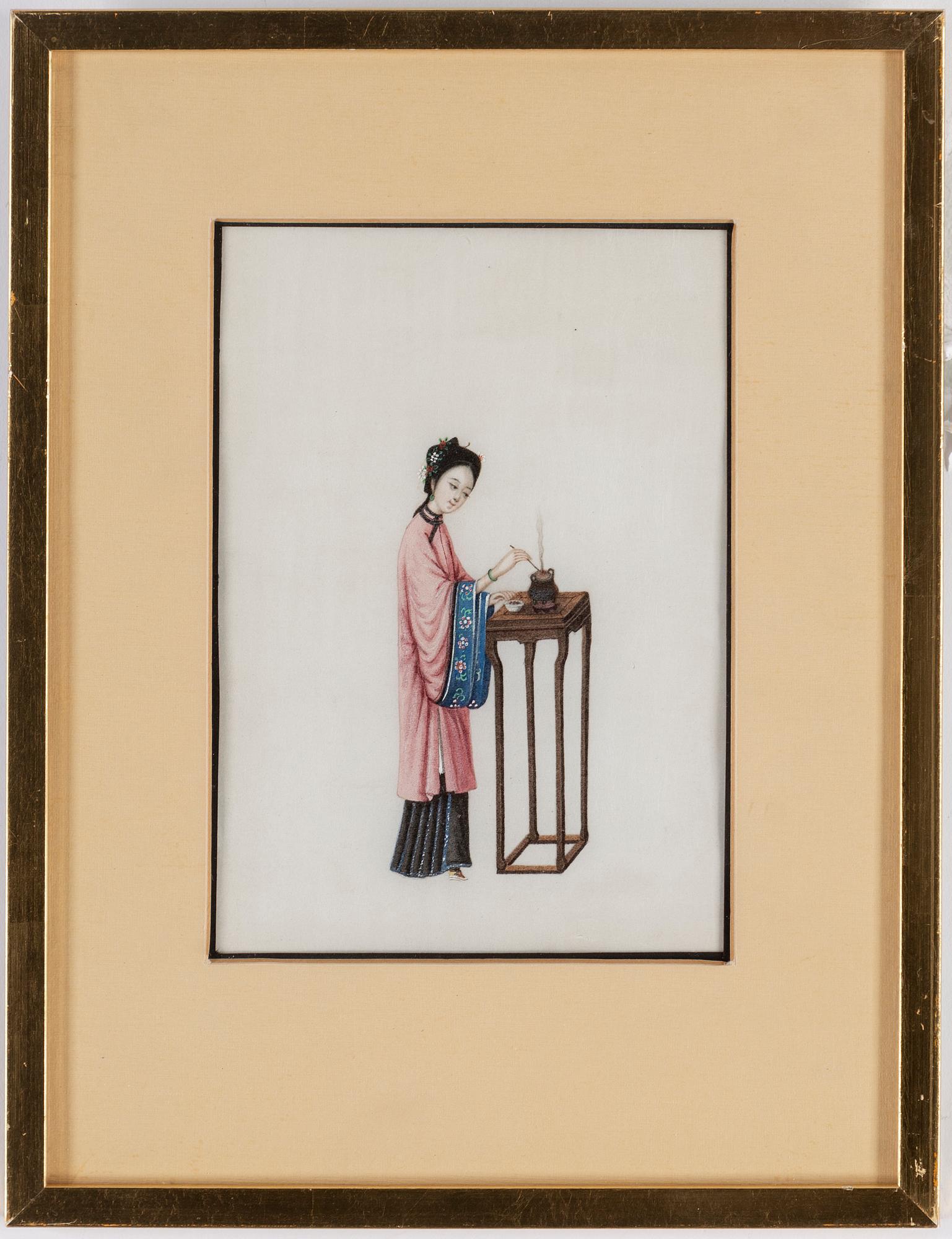 Four Chinese water colour on rice paper by unknown artist, 20th century.