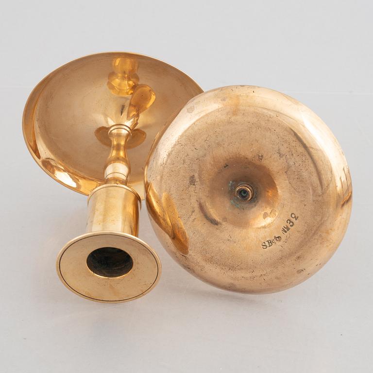 Tree Pairs of Swedish Brass Candlesticks from Skultuna Messingsbruk, 19th Century.