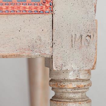 A pair of Gustavian armchairs, by Jakob Malmsten (master in Stockholm 1780-88).