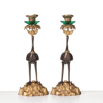 A pair of English candlesticks, mid 19th century.