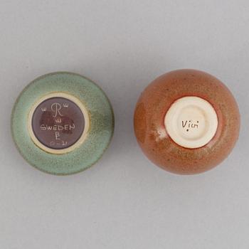 A set of seven stoneware vases, including Bertil Lundgren, Rörstrand, Klase Keramik, Gunnar Anderson and  Yngve Blixt.