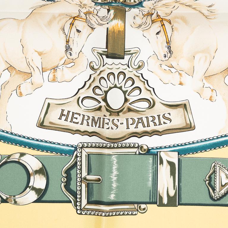 Hermès, a 'Chevaux de Trait' silk scarf.