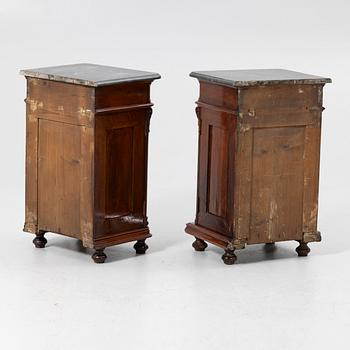 Bedside tables, a pair, first half of the 20th century.