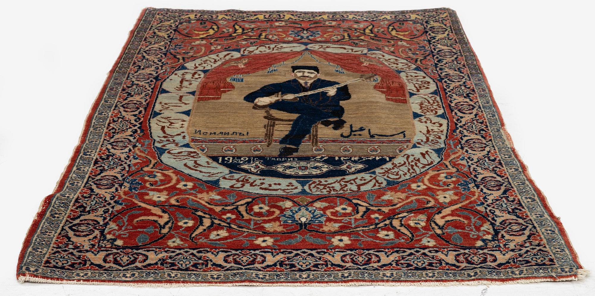 An antique pictorial Tabriz, Northwest Persia, c. 125 x 85 cm.