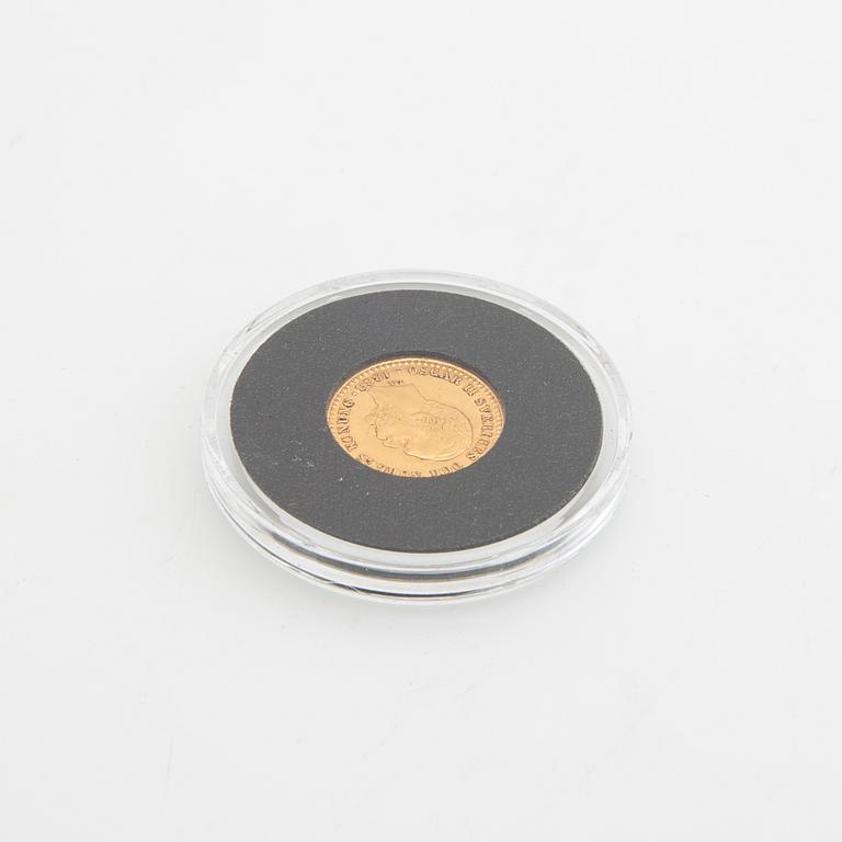 Gold coin Sweden, Oscar II 5 kr, 1882.