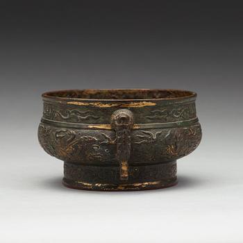 A gilt copper alloy censer, 17/18th Century.