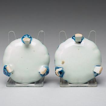 A pair of blue and white salts, Qing dynasty, Qianlong (1736-95).