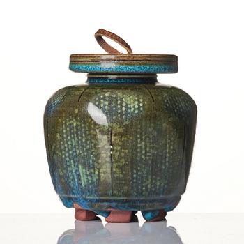 Wilhelm Kåge, a Farsta stoneware lidded jar, Gustavsberg Studio 1950s.