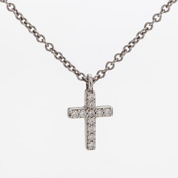 Tiffany & Co, halsband "Metro Cross", 18K vitguld och diamanter.