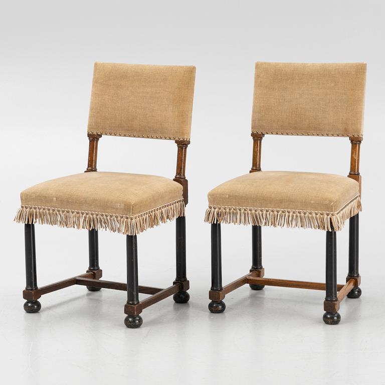 Eleven Baroque style chairs, Sweden, 1920's.