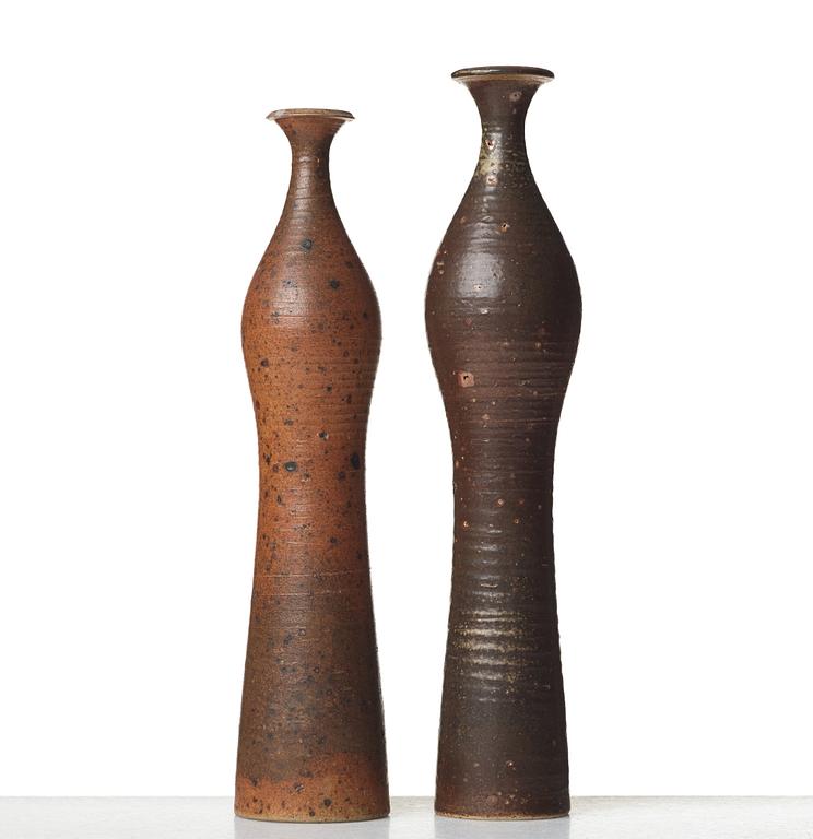 Kyllikki Salmenhaara, two stoneware vases, Arabia, Finland, 1950's.