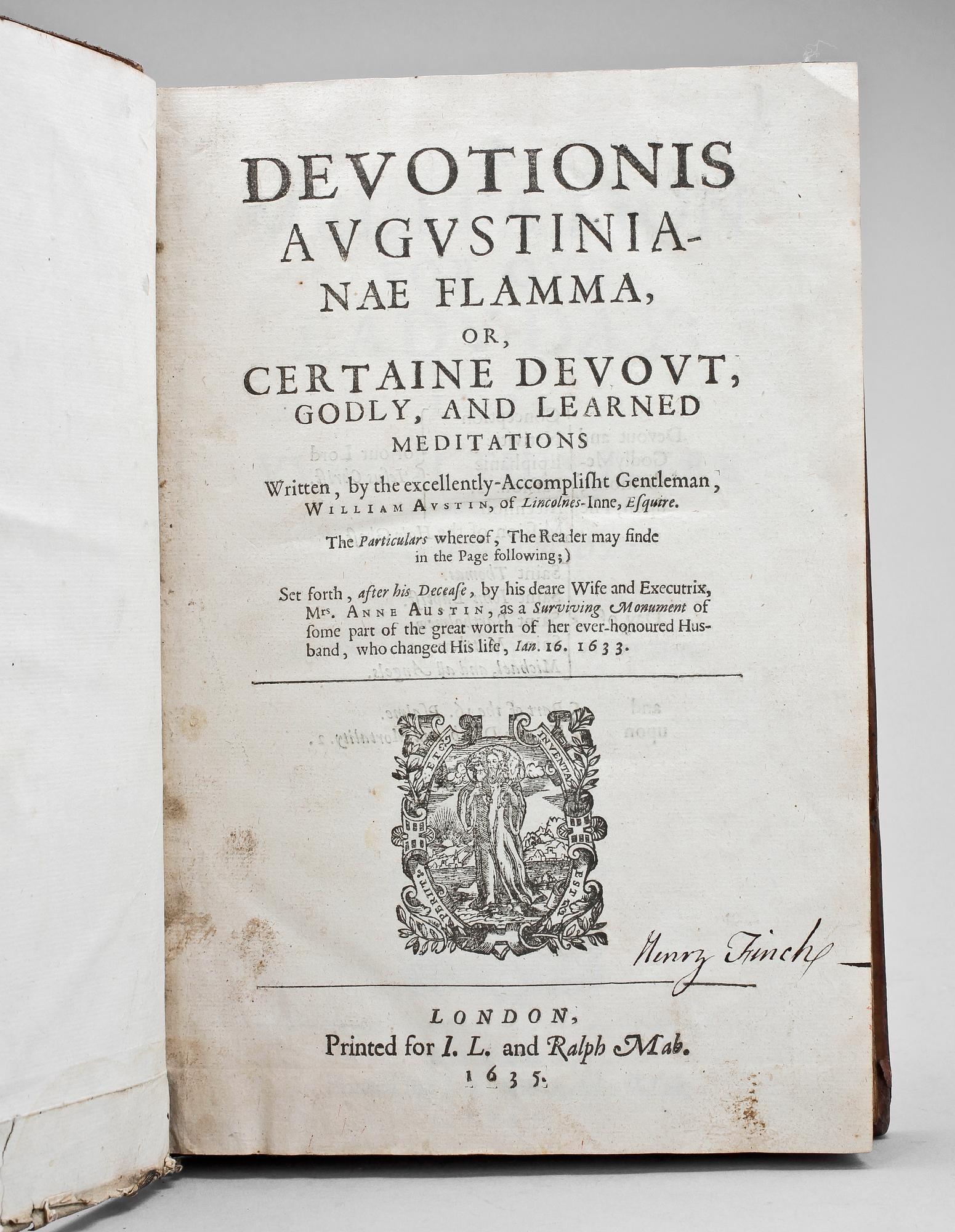 BOK, "Certaine Devout Godly and Learned Meditations" av William Austin, London 1635.