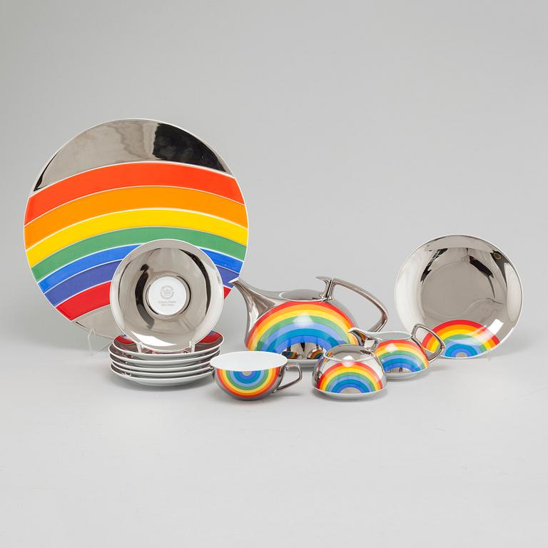 14 pieces of "TAC/Regenbogen" porcelain table ware & 1 dish, by Walter Gropius & Otto Piene, Rosenthal, limited editions.