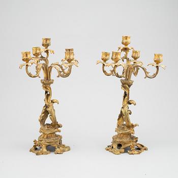 A pair of bronze candelabras. End of the 19th Century.