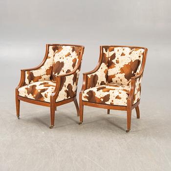 A pair of mahogany armchairs early 1900s.