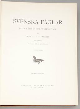 BÖCKER, 3 volymer, "Svenska Fåglar", M,W & F von Wright, Stockholm, 1927 och 1929.