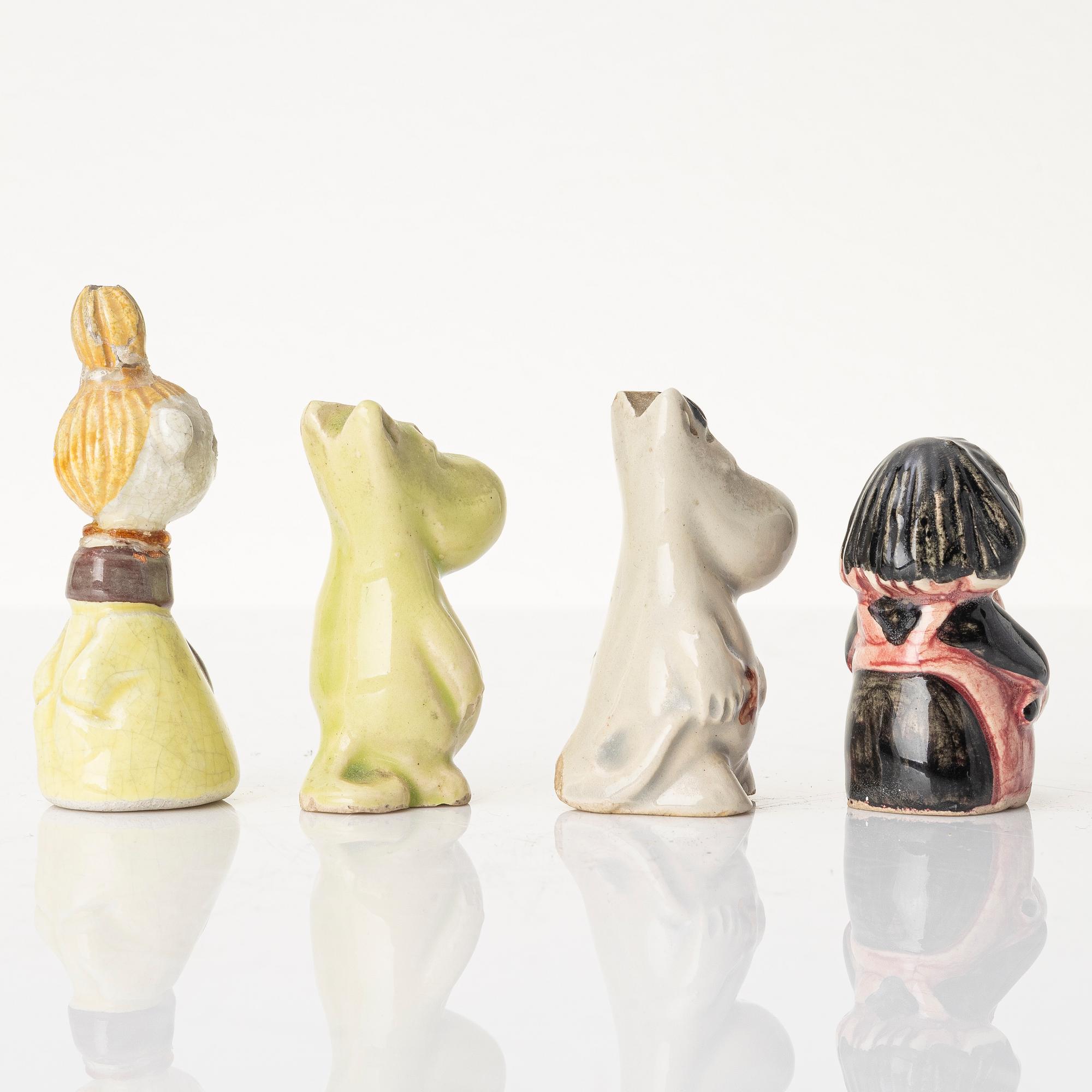 Signe Hammarsten-Jansson, figurines, 4 pcs, "Moomin", Arabia, 1950s.