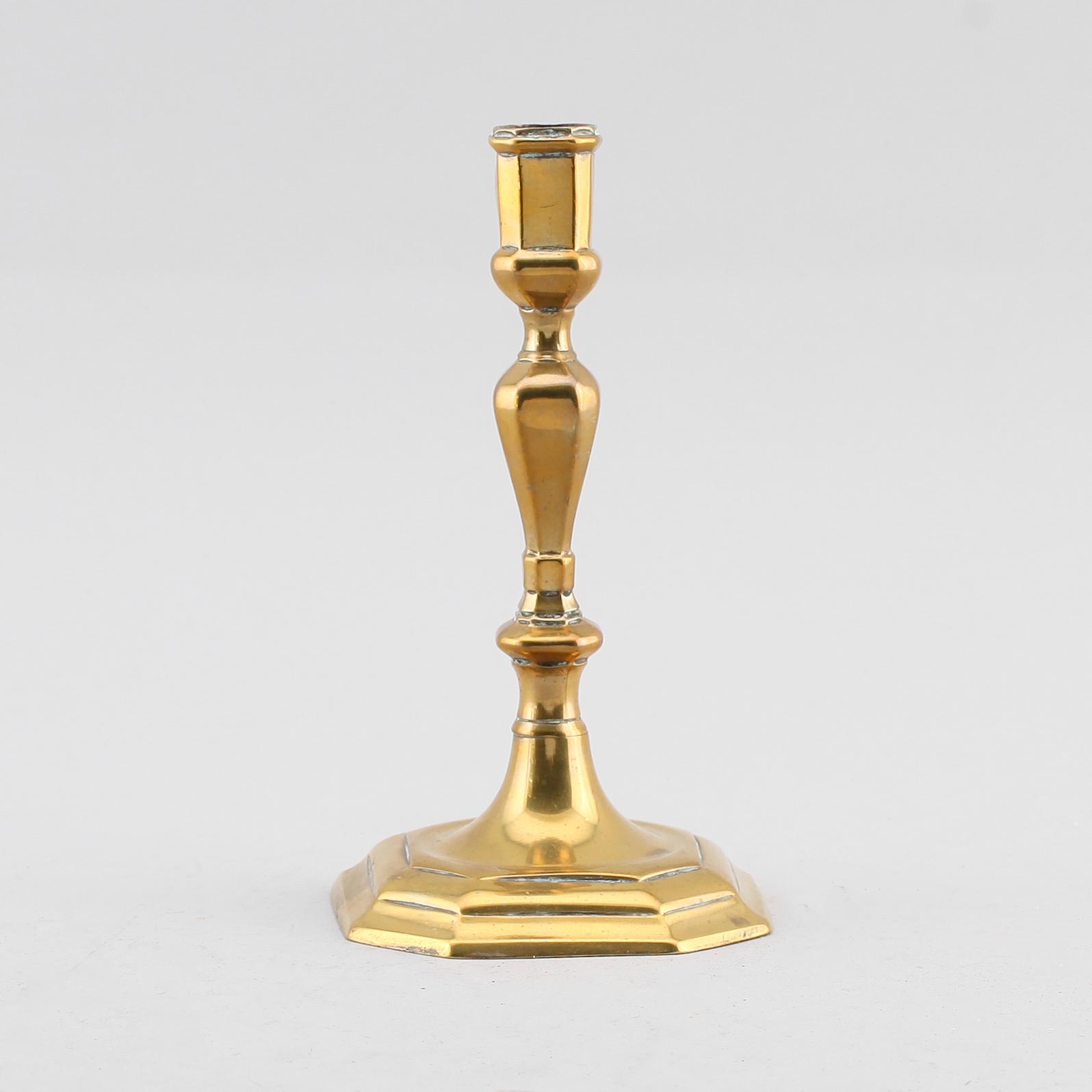 LJUSSTAKE, mässing, 1700-tal.