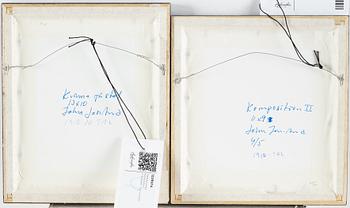 John Jon-And, etching and a linolium cut, signed.