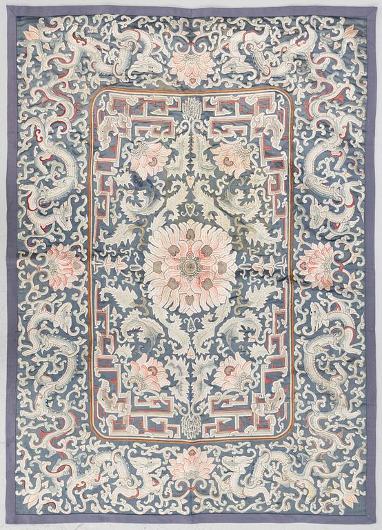 A Chinese silk embroidery, late Qing dynasty.