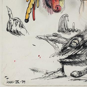 Ulf Rahmberg, mixed media on paper, signed and dated -79 on verso.